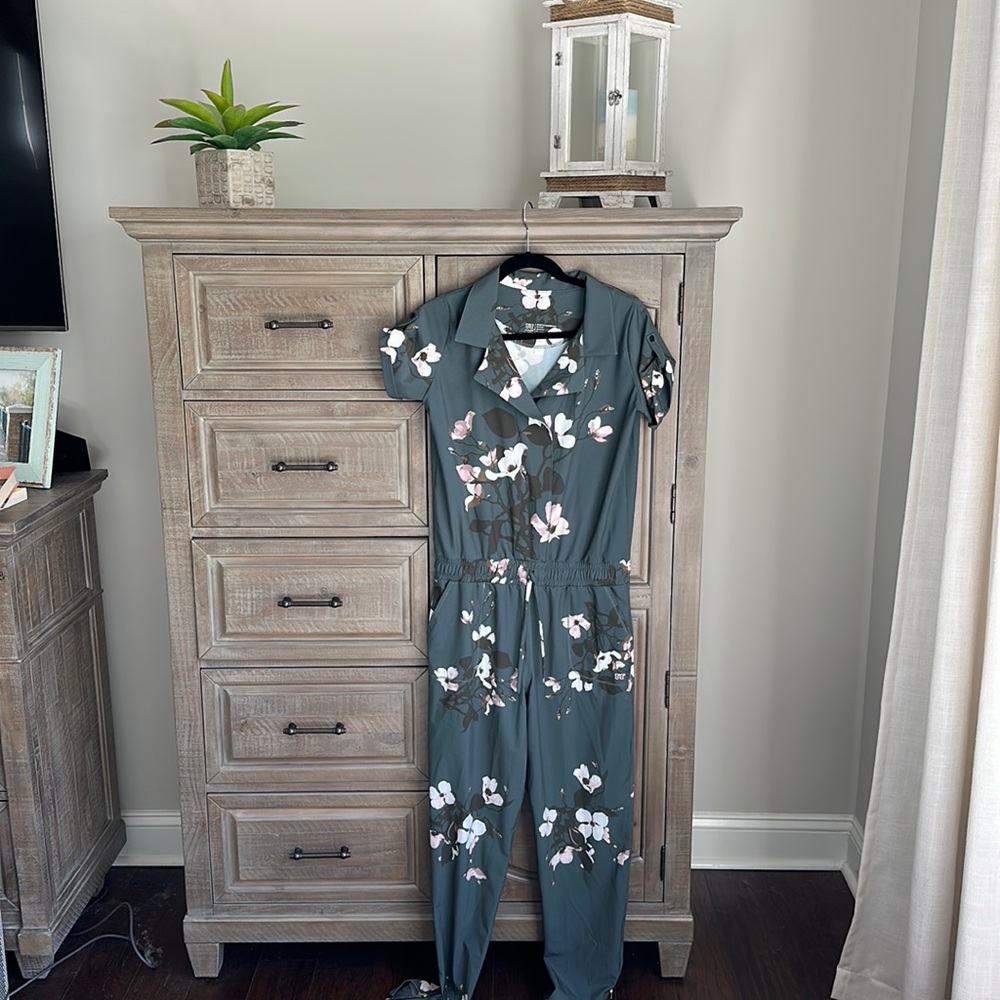 Albion Fit Green Floral Jumpsuit